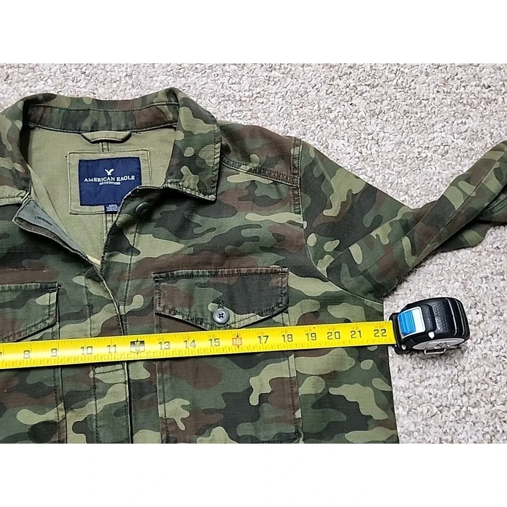 American Eagle AEO‎ Green Camo NAH Embroidered Heart Utility Jacket L Buttons